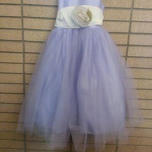 Lilac flower girl dress with matching head piece